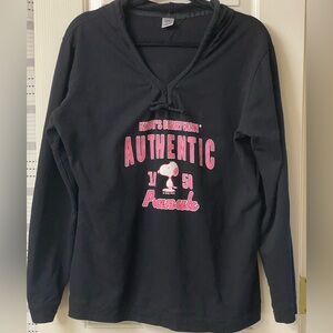 Knotts Berry Farm Authentic Peanuts Graphic Hoodie Top by Tipsy Black